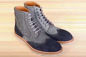 Casual  GREY & NAVY BLUE SUEDE 